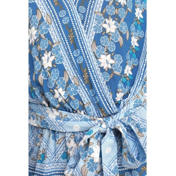 Lulus Dominica Blue Floral Print Surplice Romper S - Picture 3 of 12